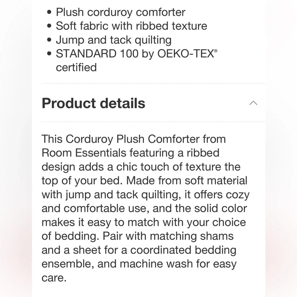 ROOM ESSENTIALS NWT cordouroy plush comforter -khaki -twin